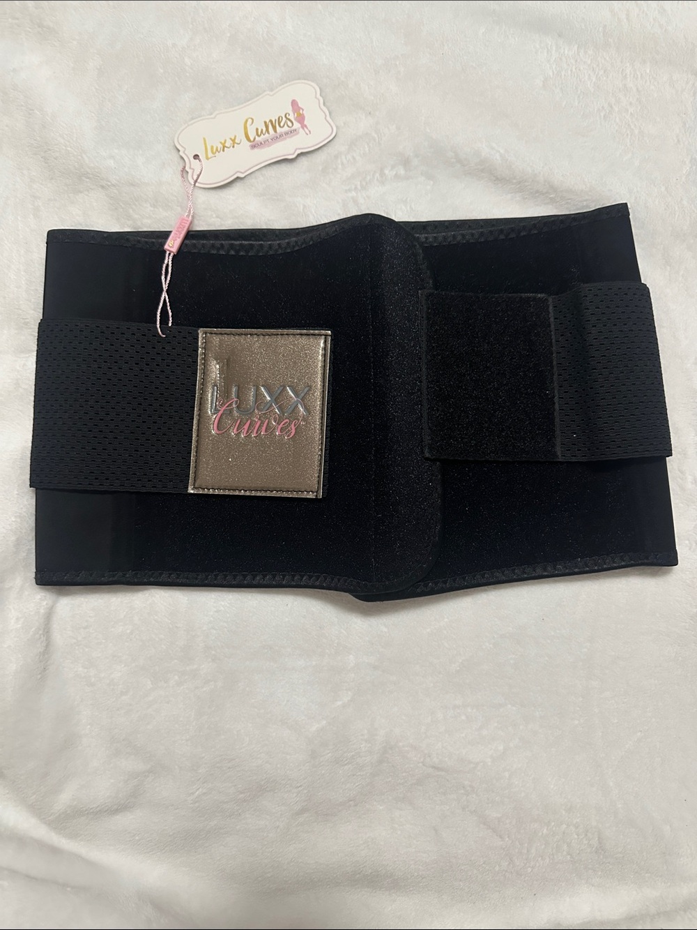 🔥Luxx Curves Premium Black Waist Trimmer Belt Adjustable Sweat Band